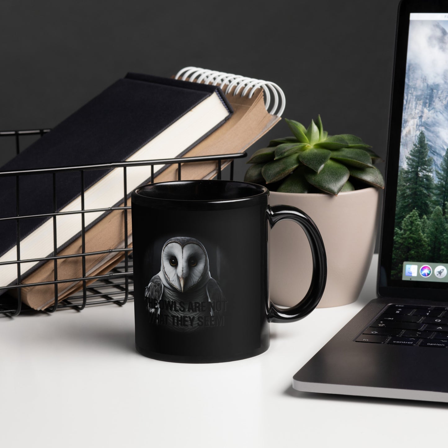 The Owls Are Not What They Seem Black Glossy Mug