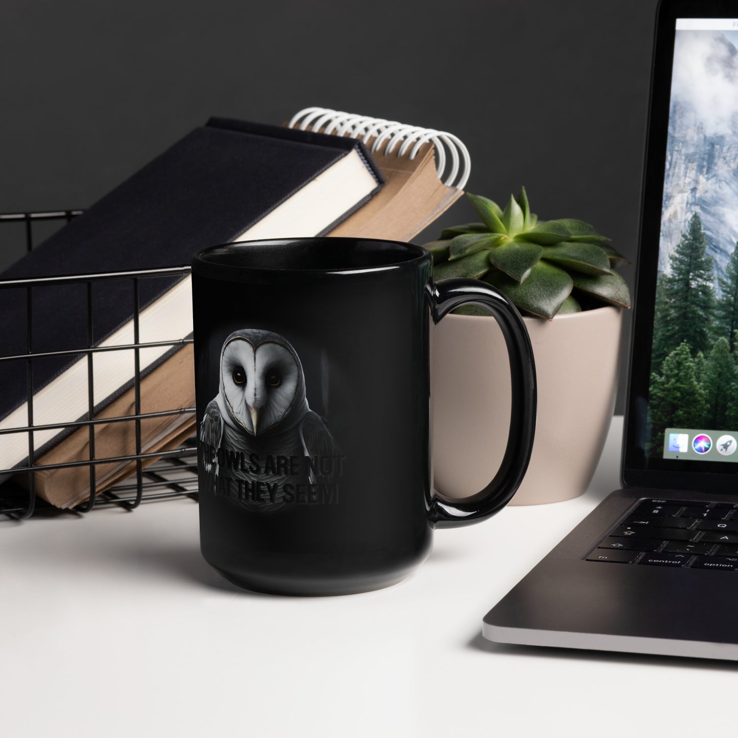 The Owls Are Not What They Seem Black Glossy Mug