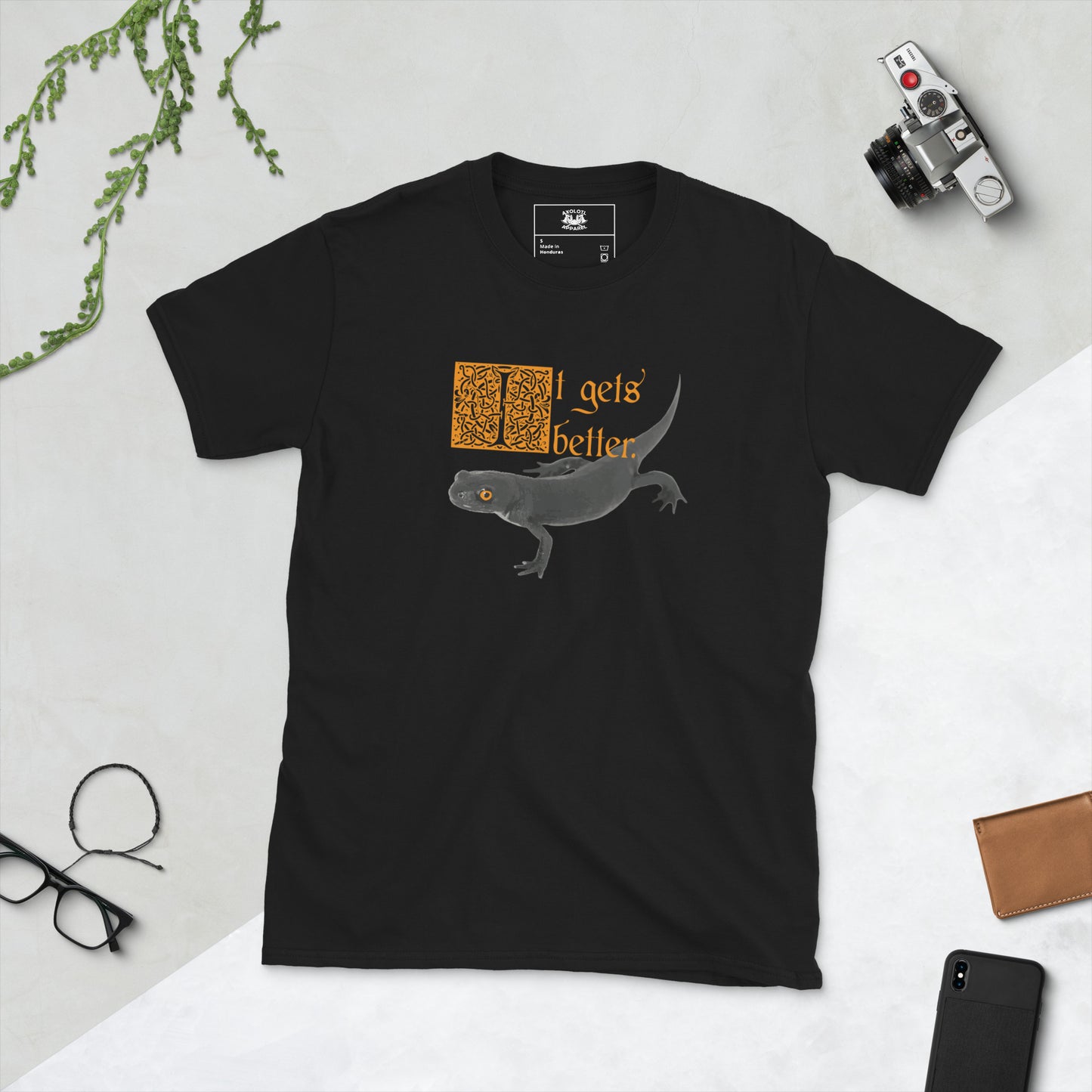 it gets better short sleeve unisex t-shirt black flat