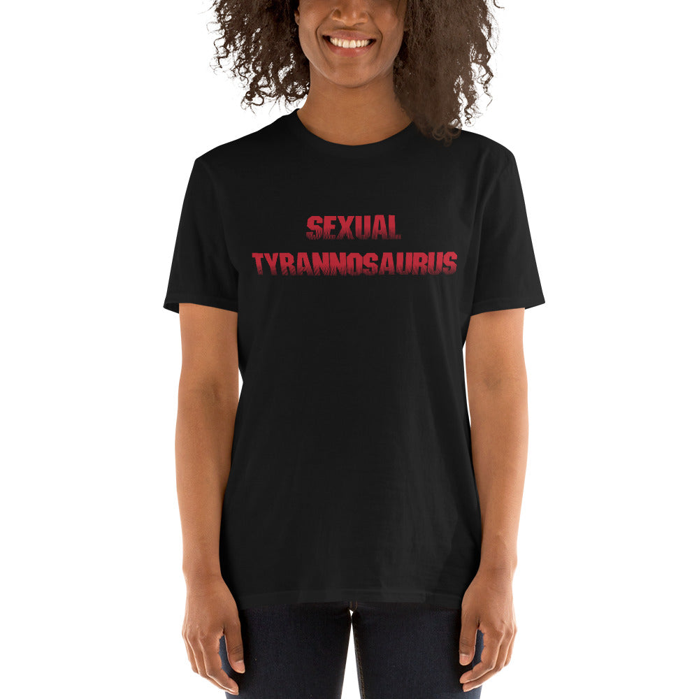 sexual tyrannosaurus short sleeve unisex t-shirt black mockup