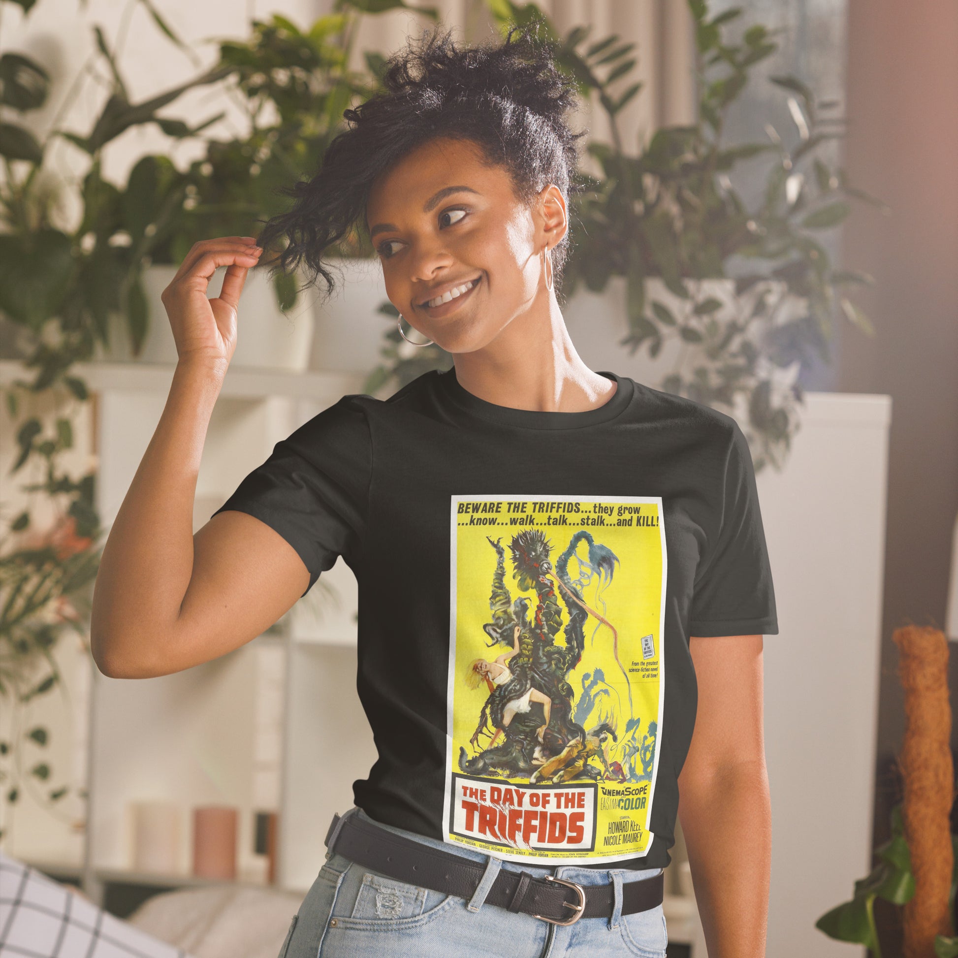 day of the triffids vintage movie poster short-sleeve unisex t-shirt black mockup
