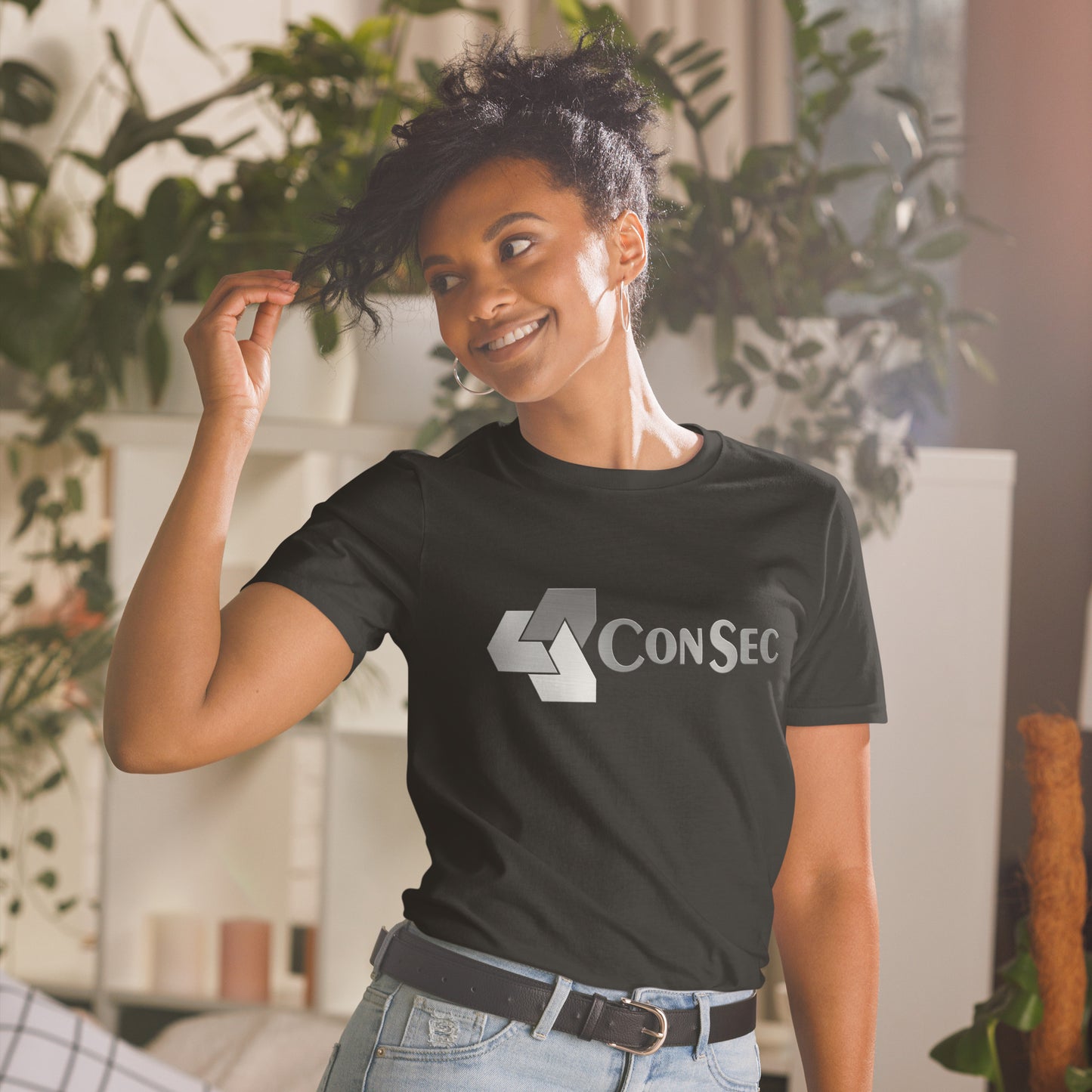consec short sleeve unisex t-shirt black mockup