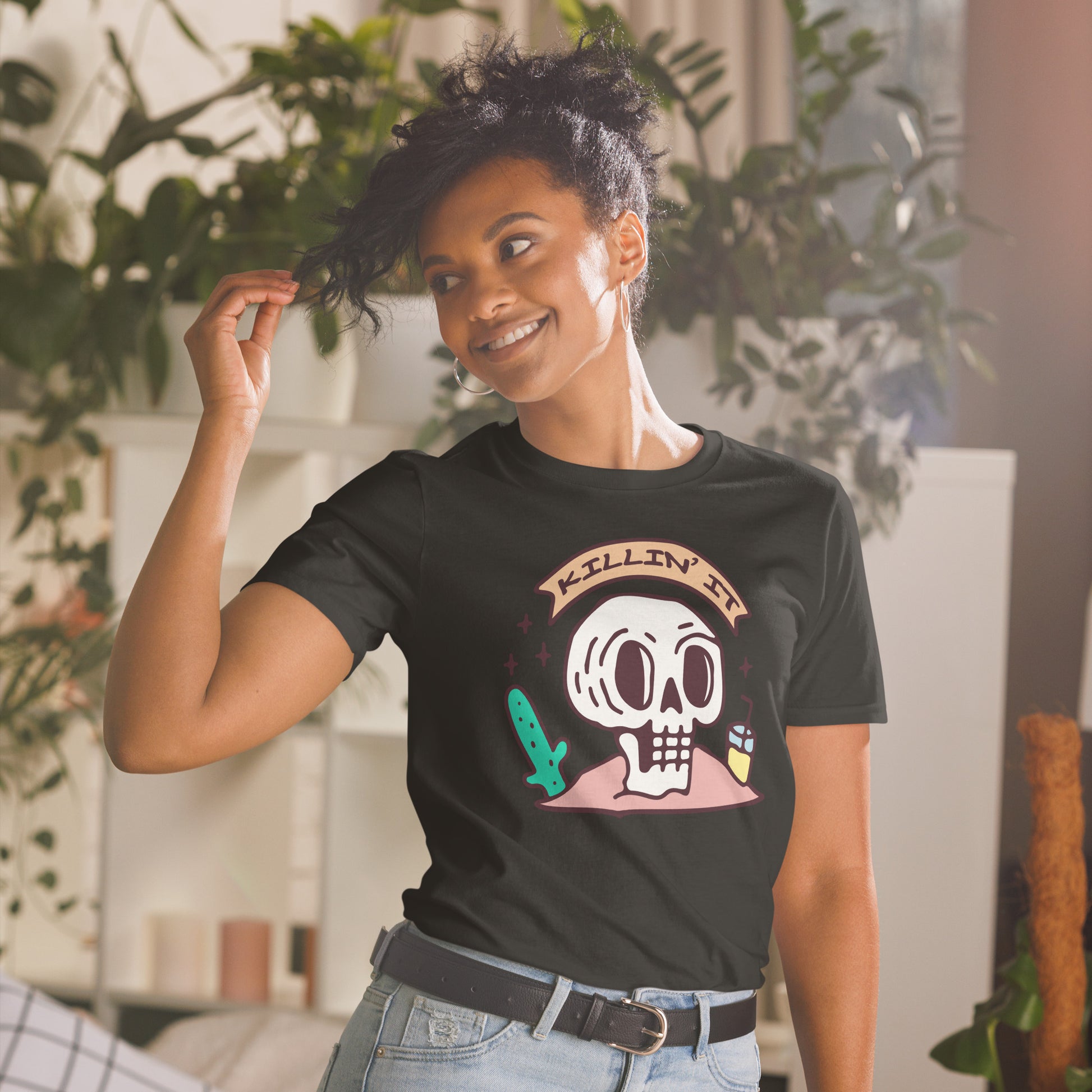 Killin' It short sleeve unisex t-shirt black mockup