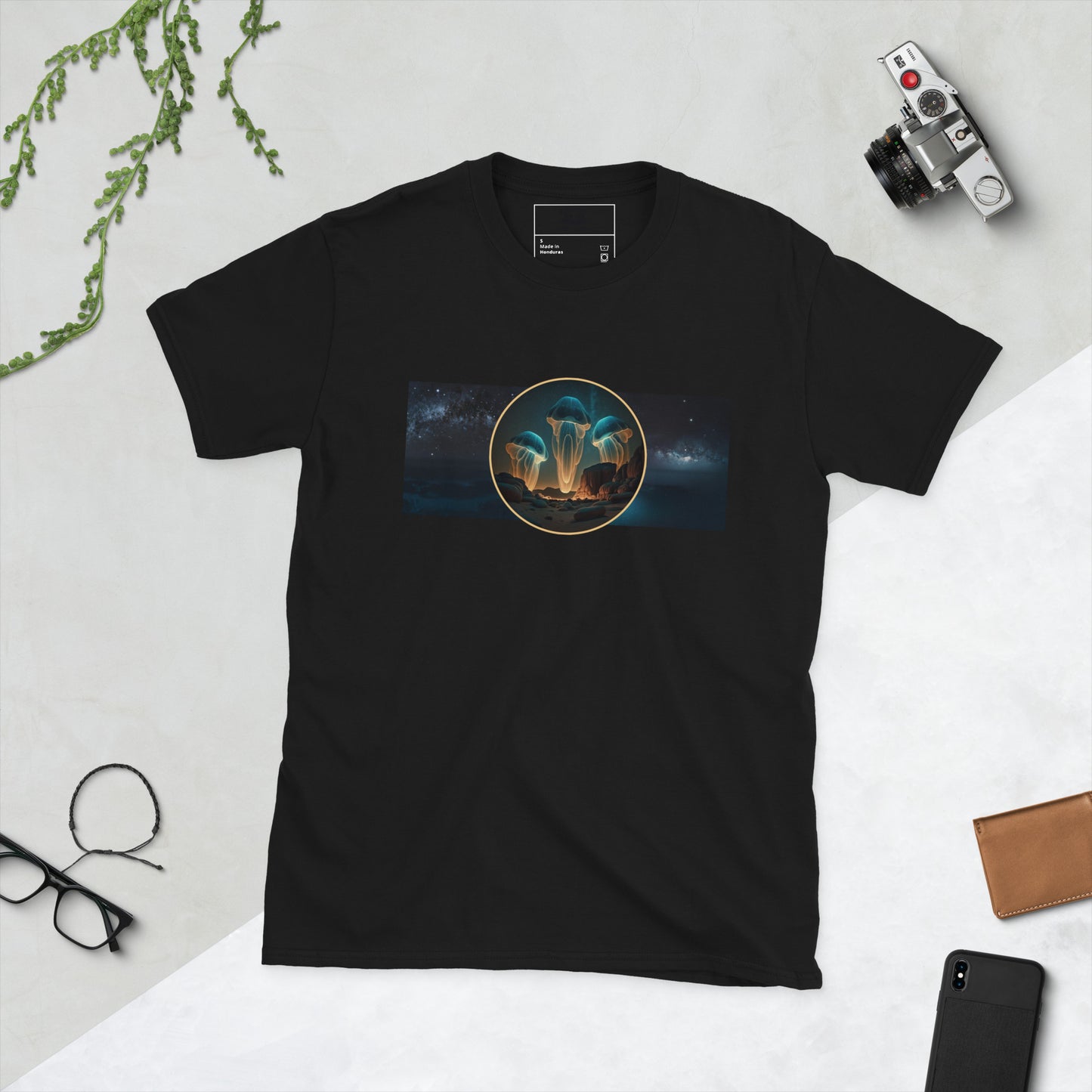 JellyFOs short sleeve unisex t-shirt black flat