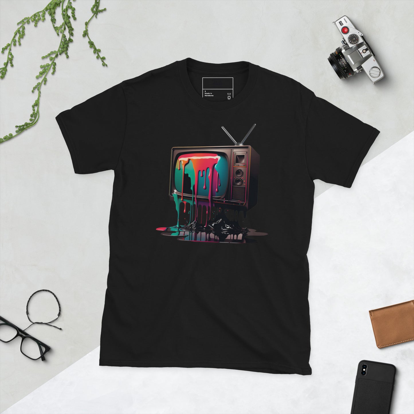 liquid television short sleeve unisex t-shirt black flat