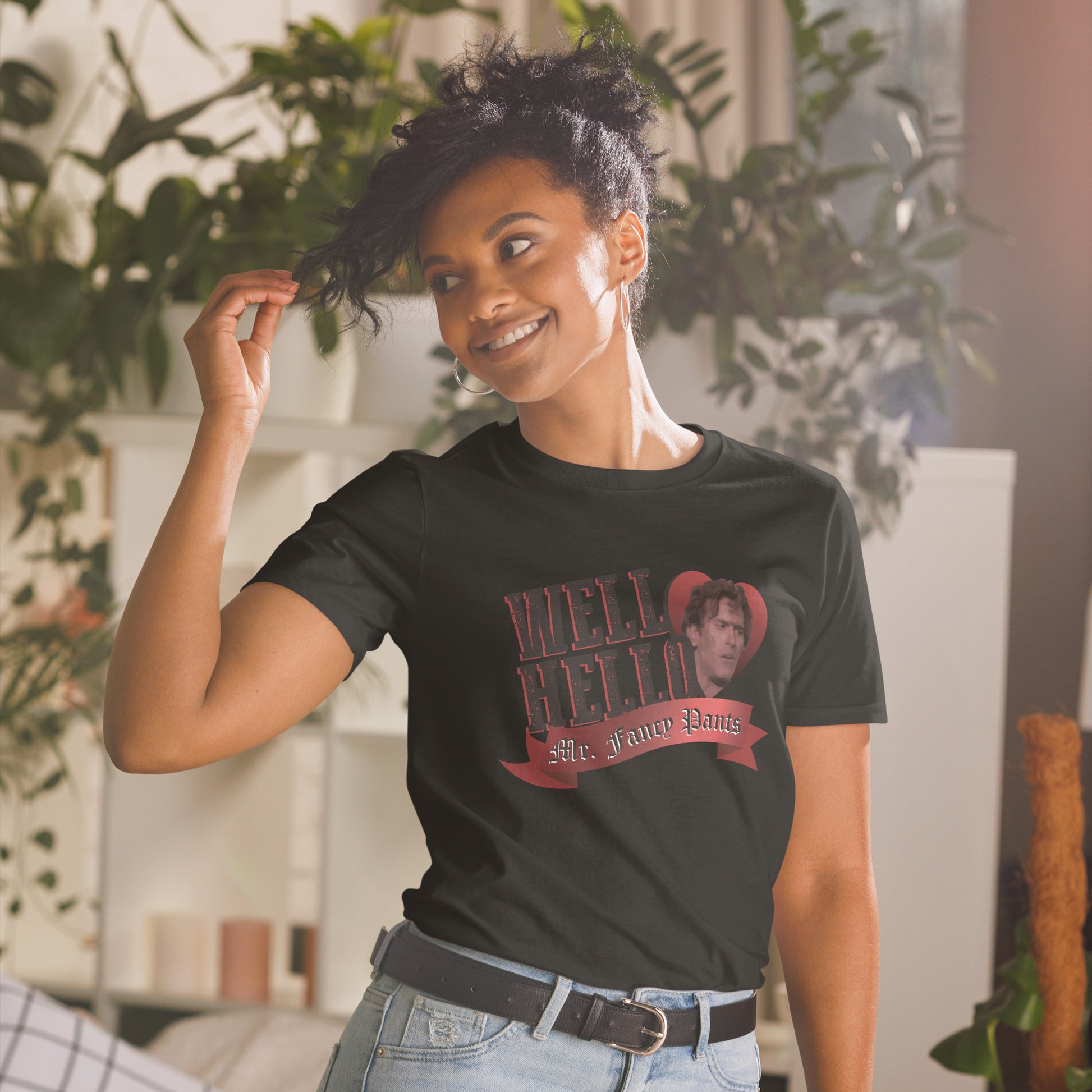 Well Hello Mister Fancy Pants Short-sleeve Unisex T-shirt Black Mockup