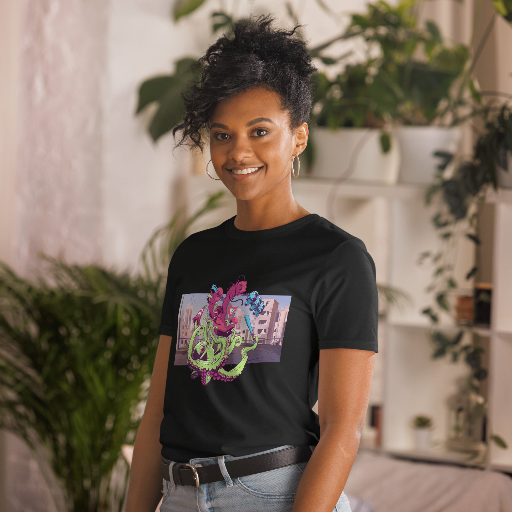 Gorilla V Octopus short sleeve unisex t-shirt black mockup