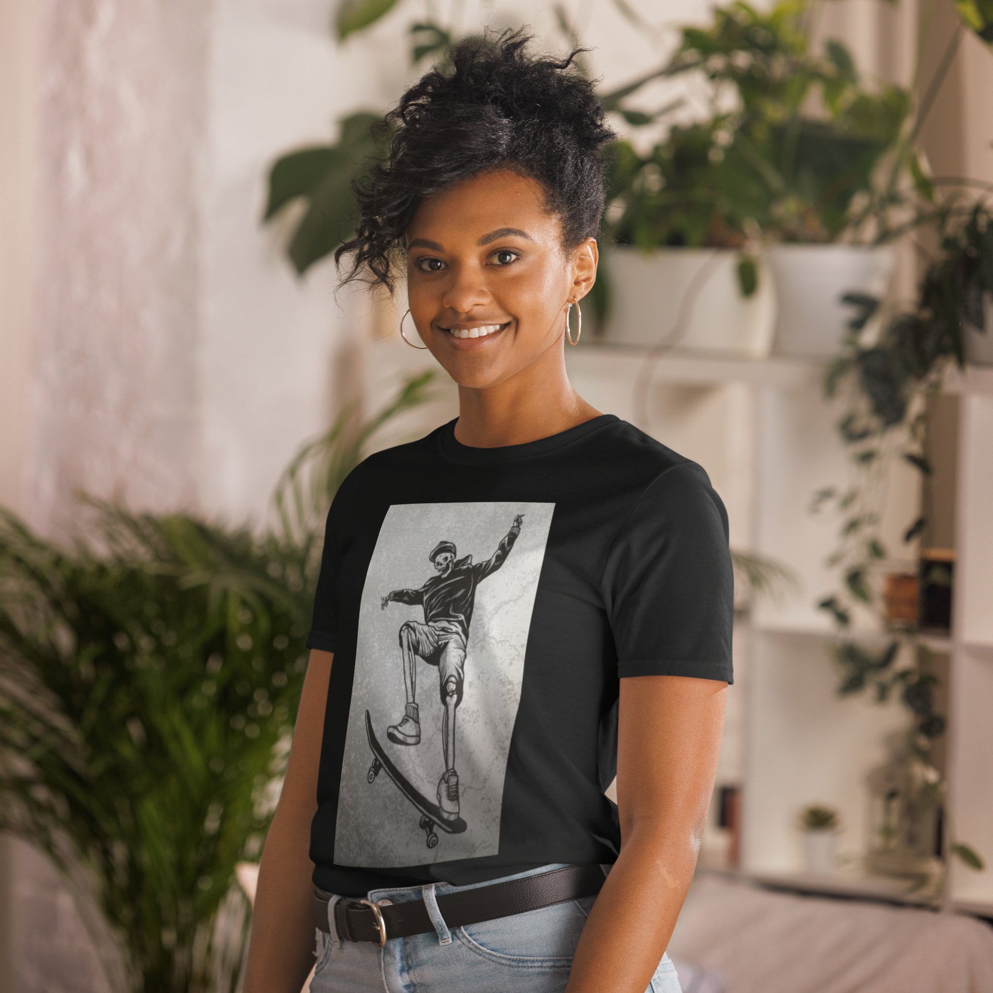 skeleboarder short sleeve unisex t-shirt black mockup