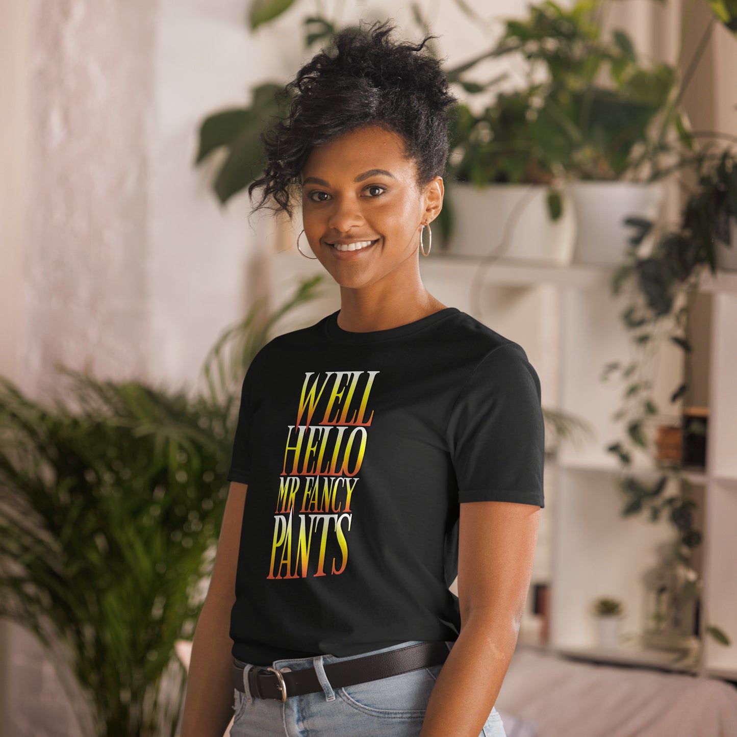 Well Hello Mr Fancy Pants Short-sleeve Unisex T-shirt Black Mockup
