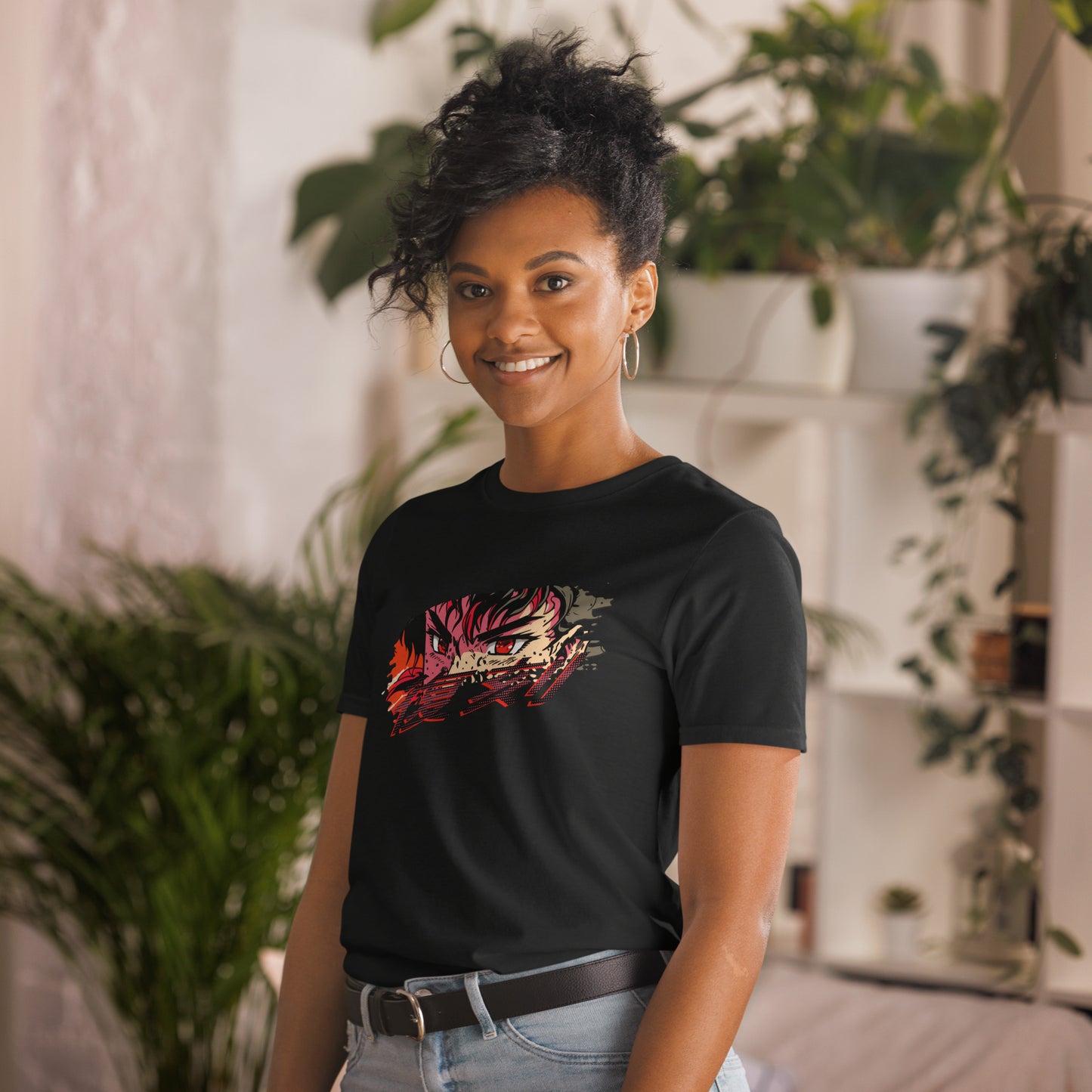 Retro Anime Short-Sleeve Unisex T-shirt Black Mockup