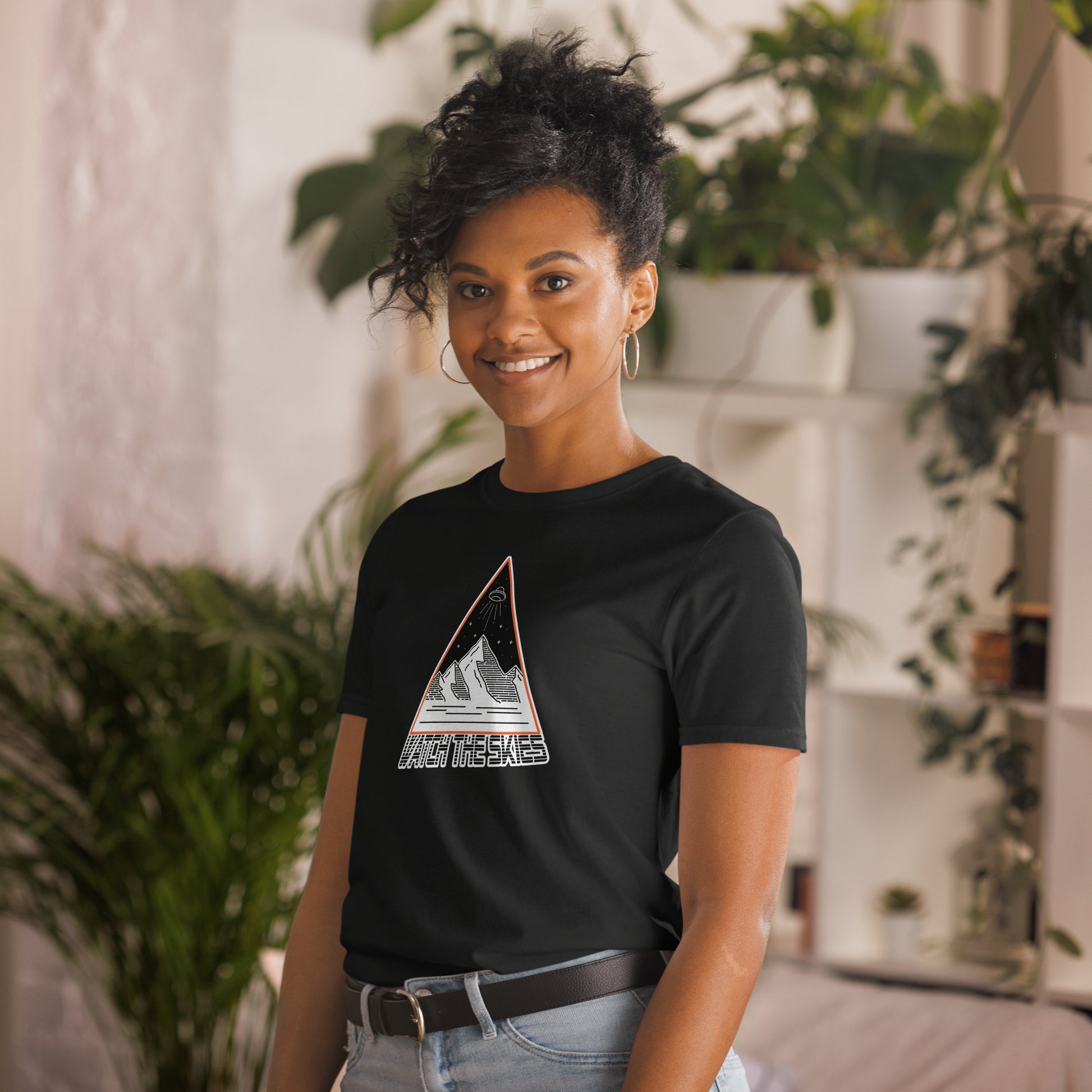 Watch The Skies Short-sleeve Unisex T-shirt Black Mockup