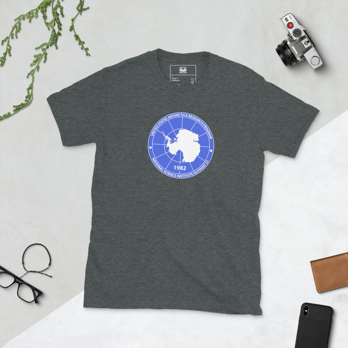 outpost 31 short sleeve unisex t-shirt dark grey flat