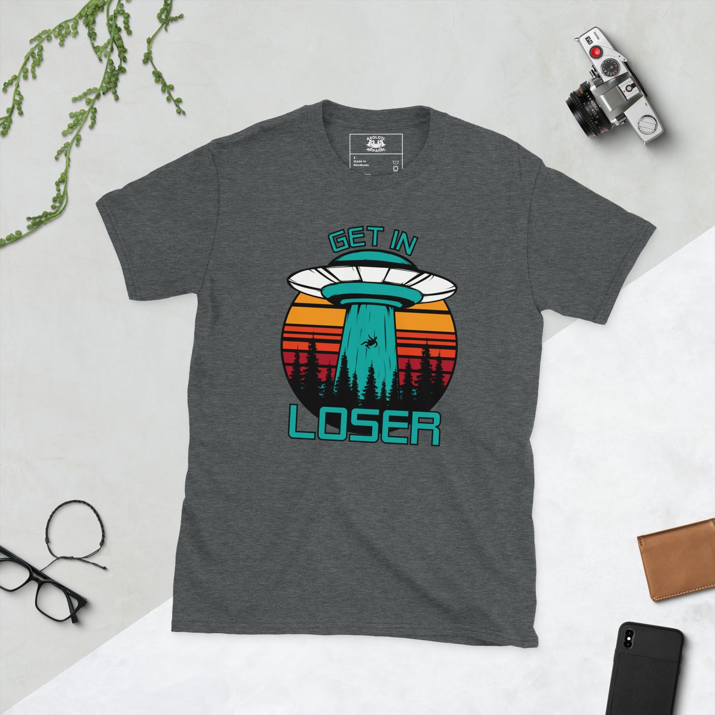 Get in Loser short sleeve unisex t-shirt grey flat
