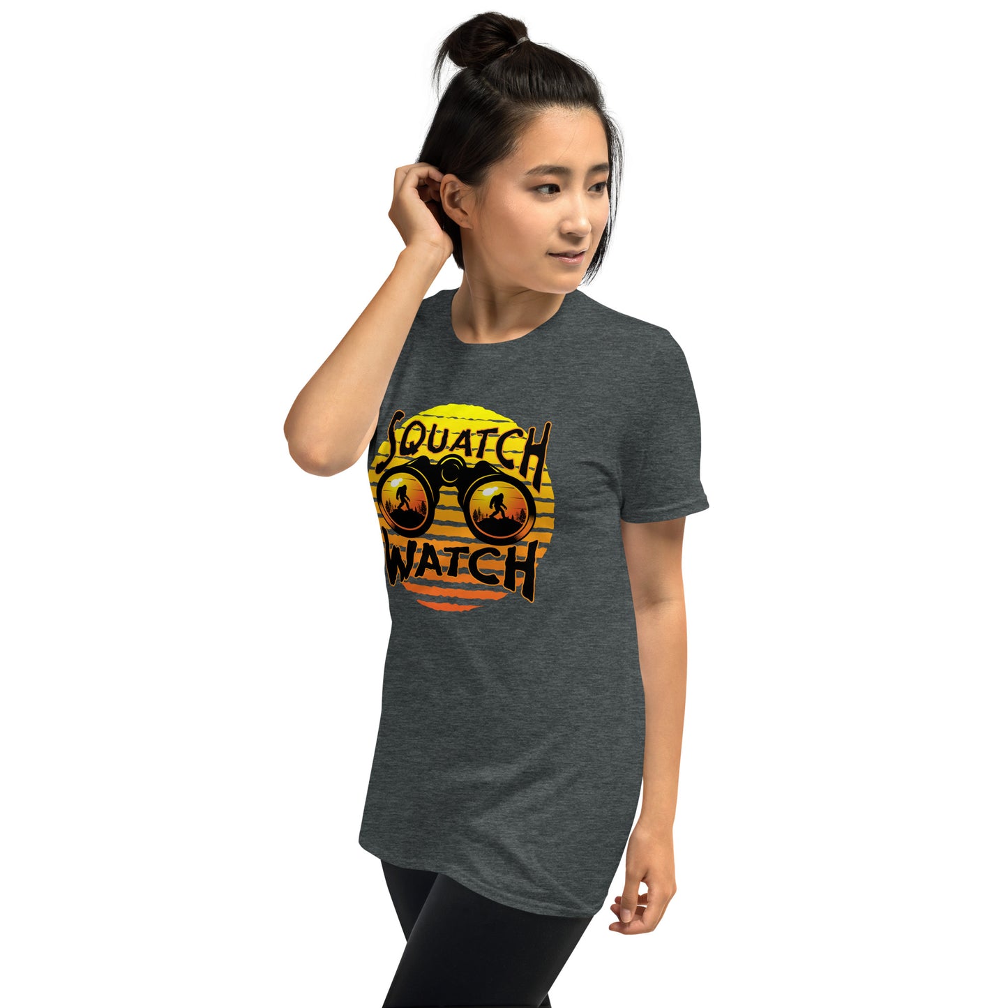 squatch watch short sleeve unisex t-shirt dark mockup