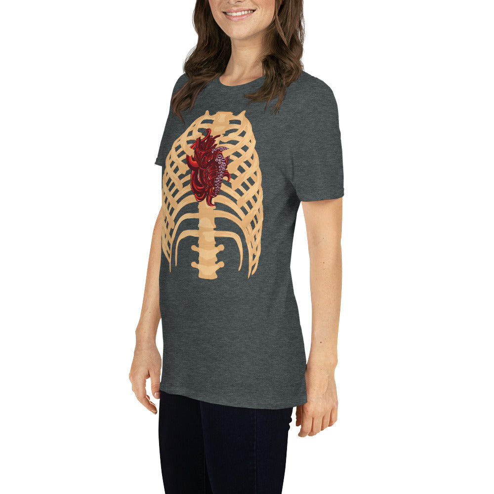 tentacle heart short sleeve unisex t-shirt dark grey mockup
