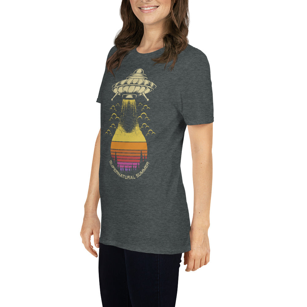 supernatural summer short sleeve unisex t-shirt dark grey mockup