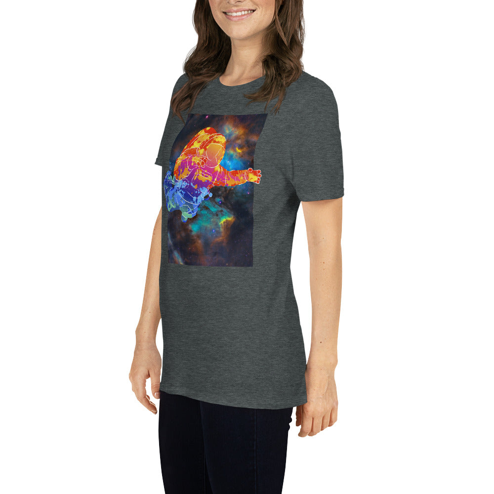 Rainbownaut Astronaut in Space Short-sleeve Unisex T-shirt Dark Grey Mockup