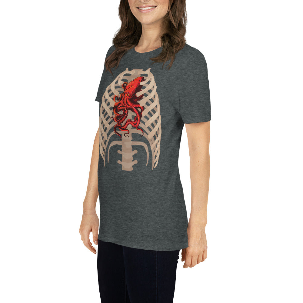octopus heart short sleeve unisex t-shirt dark grey mockup