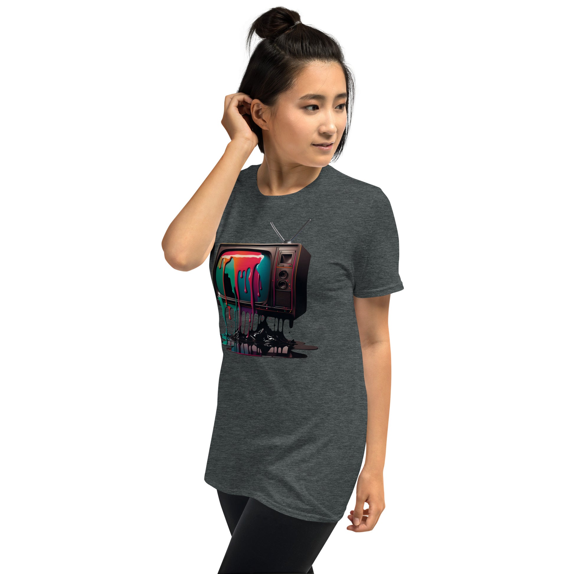 liquid television short sleeve unisex t-shirt dark grey mockup