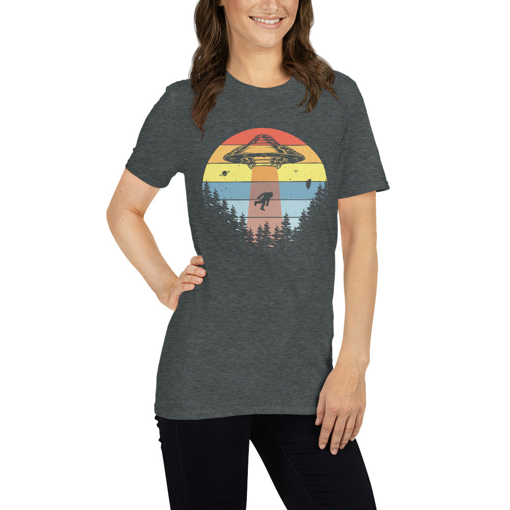 squatch abduction short sleeve unisex t-shirt dark grey mockup
