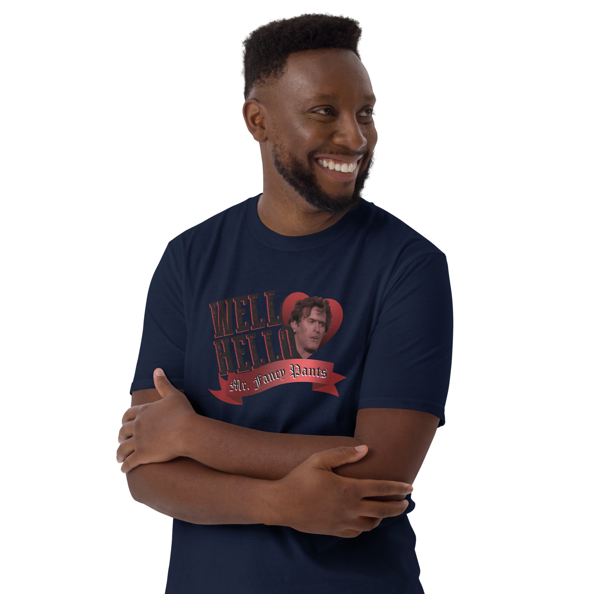 Well Hello Mister Fancy Pants Short-sleeve Unisex T-shirt Navy Mockup