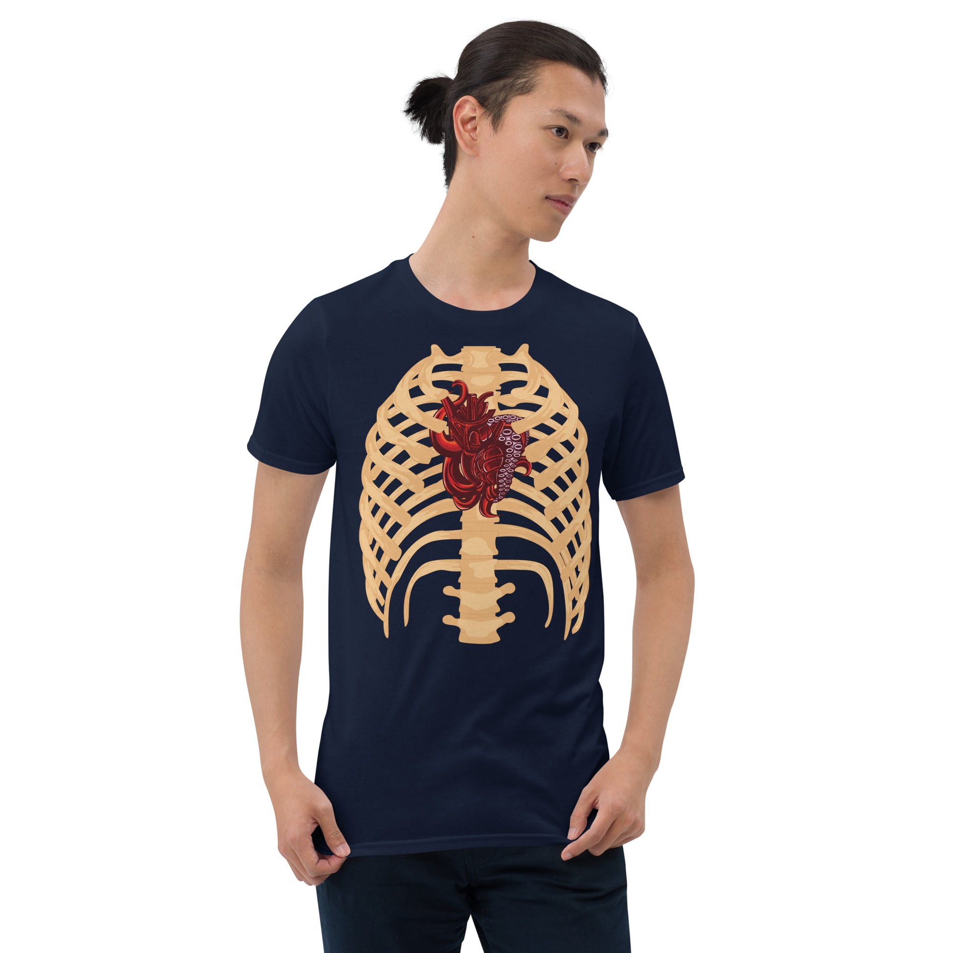 tentacle heart short sleeve unisex t-shirt navy mockup