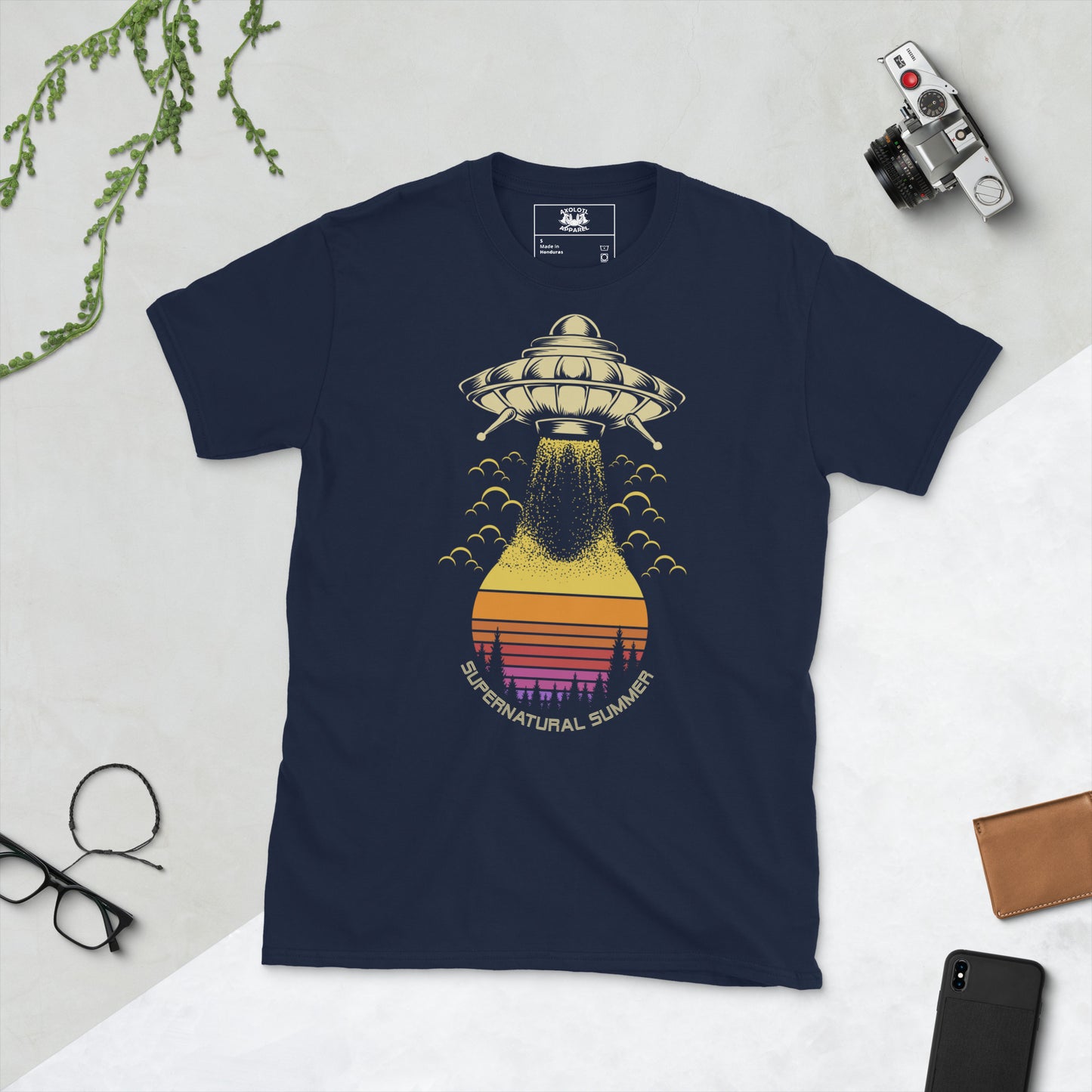 supernatural summer short sleeve unisex t-shirt navy flat