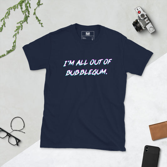 I'm All Out Of Bubblegum Short-sleeve Unisex T-shirt Navy Flat