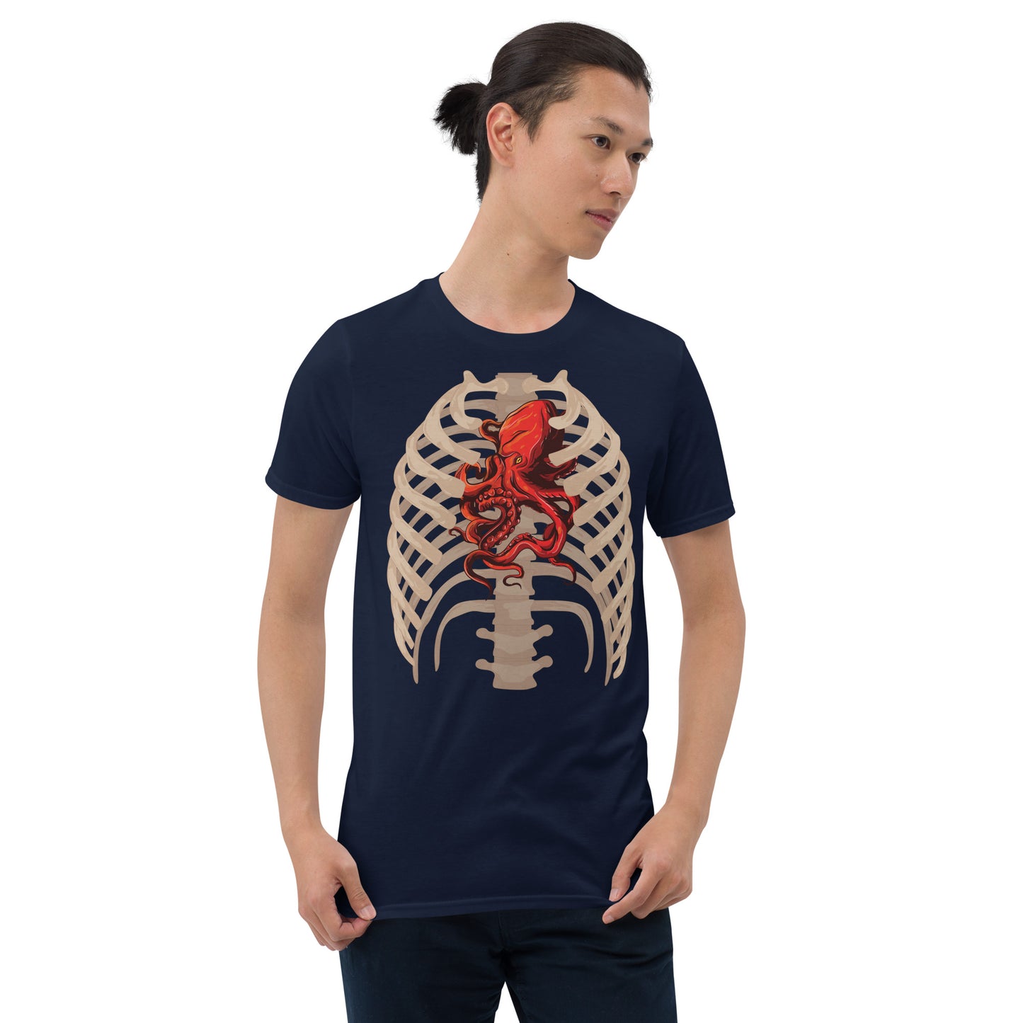 octopus heart short sleeve unisex t-shirt navy mockup
