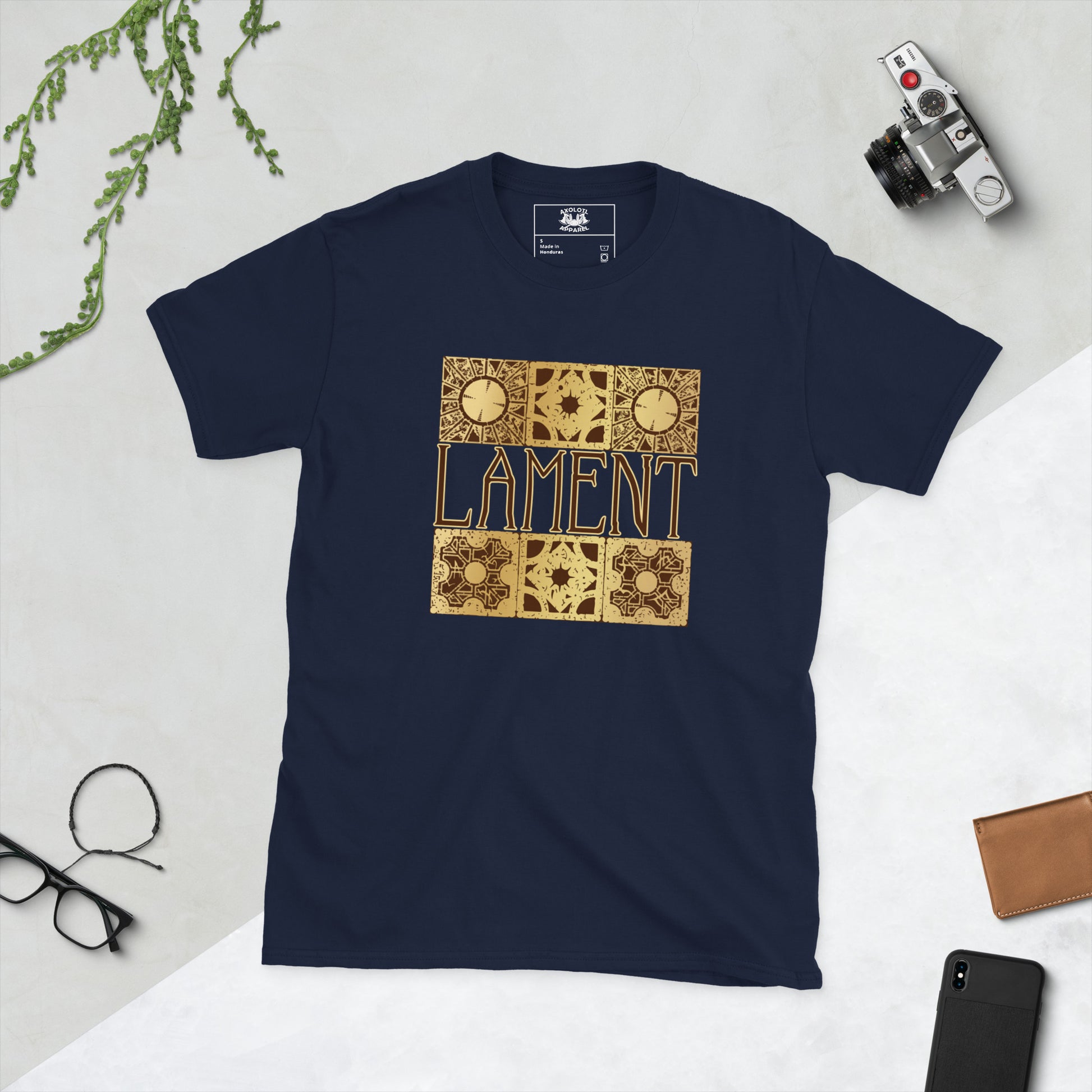 Lament Configuration short-sleeve unisex t-shirt navy flat