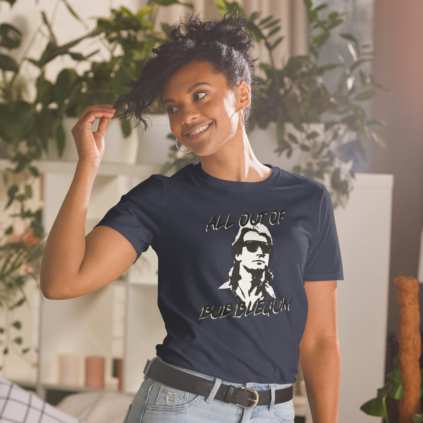 All Out Of Bubblegum Short-sleeve Unisex T-shirt Navy Mockup