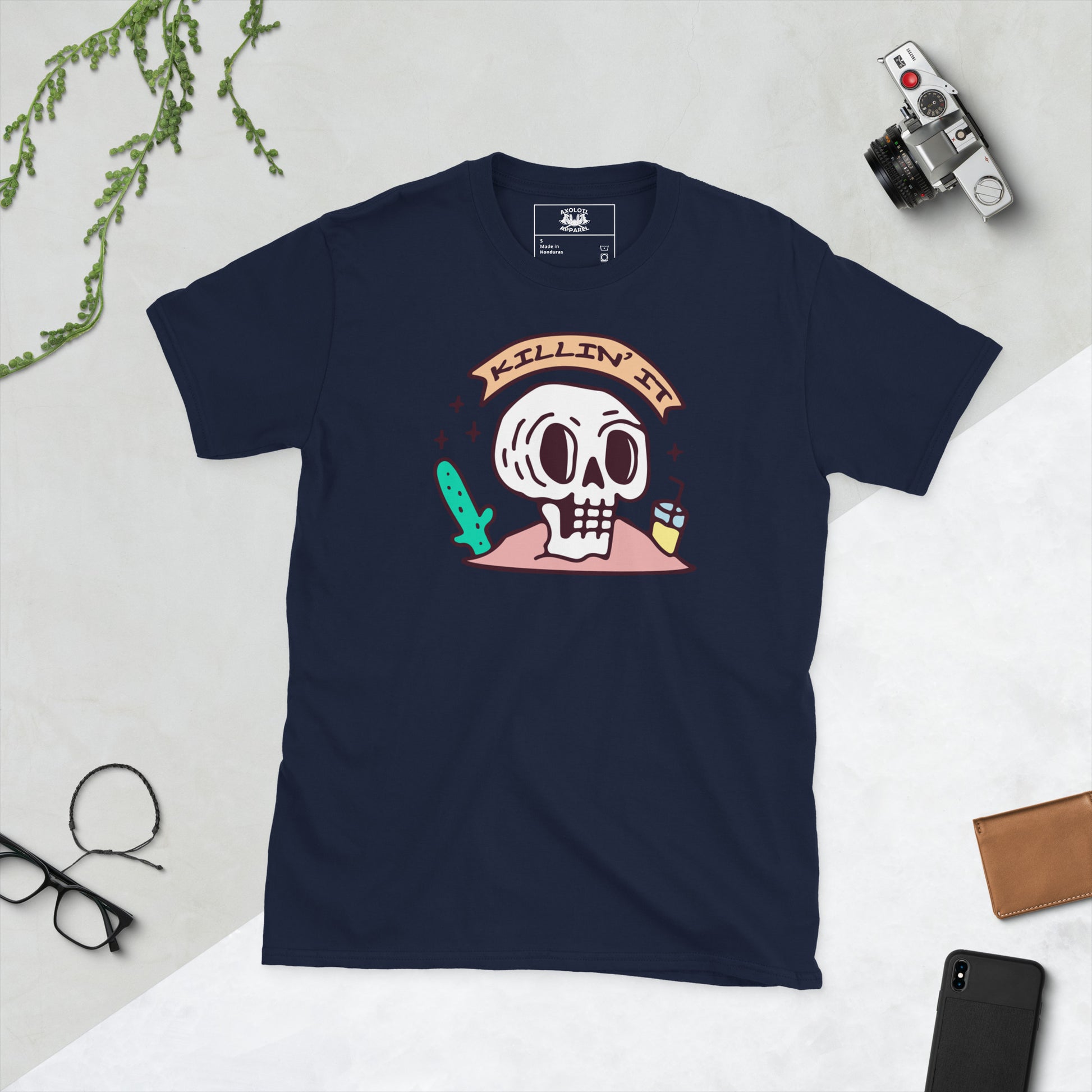 Killin' It short sleeve unisex t-shirt navy flat