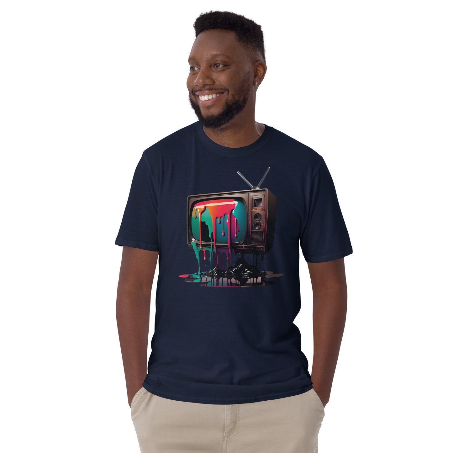 liquid television short sleeve unisex t-shirt navy mockup