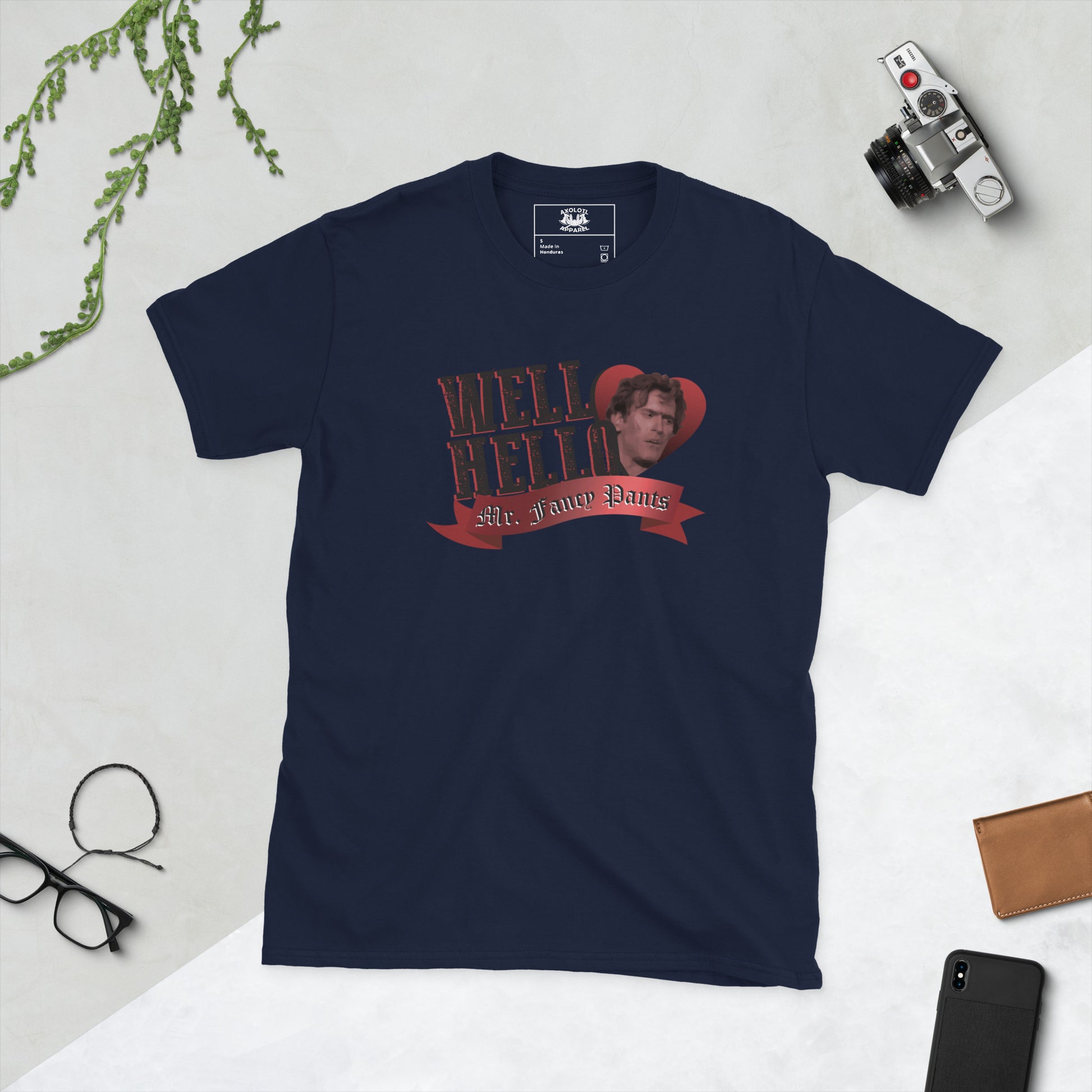 Well Hello Mister Fancy Pants Short-sleeve Unisex T-shirt Navy Flat