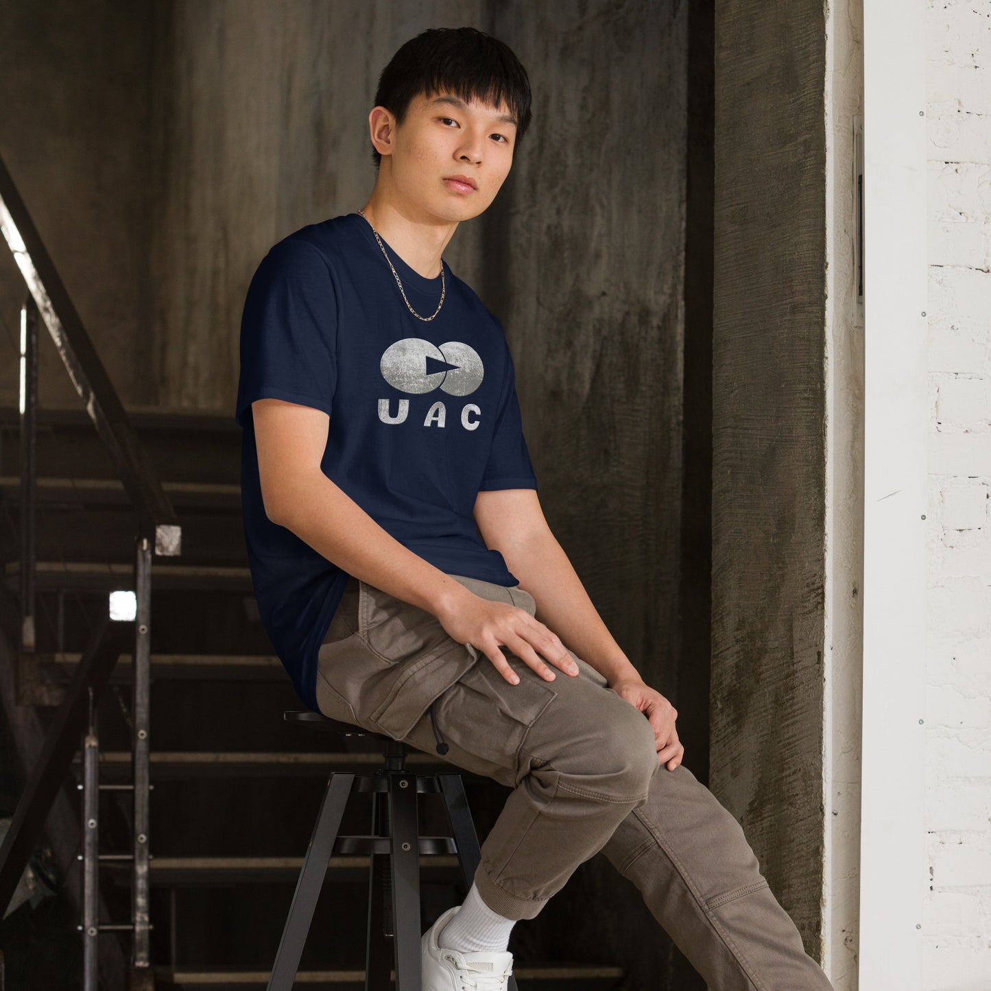 UAC short sleeve unisex t-shirt navy mockup