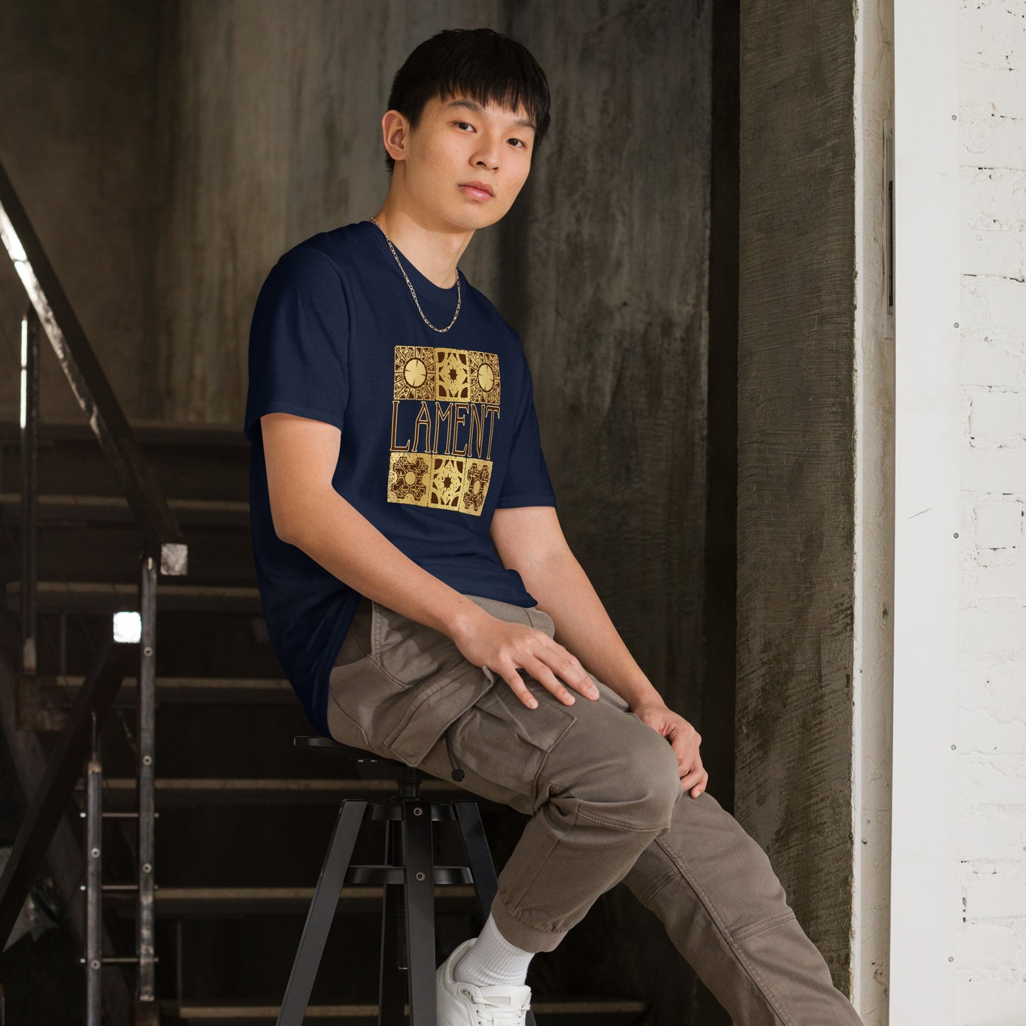 Lament Configuration short-sleeve unisex t-shirt navy mockup