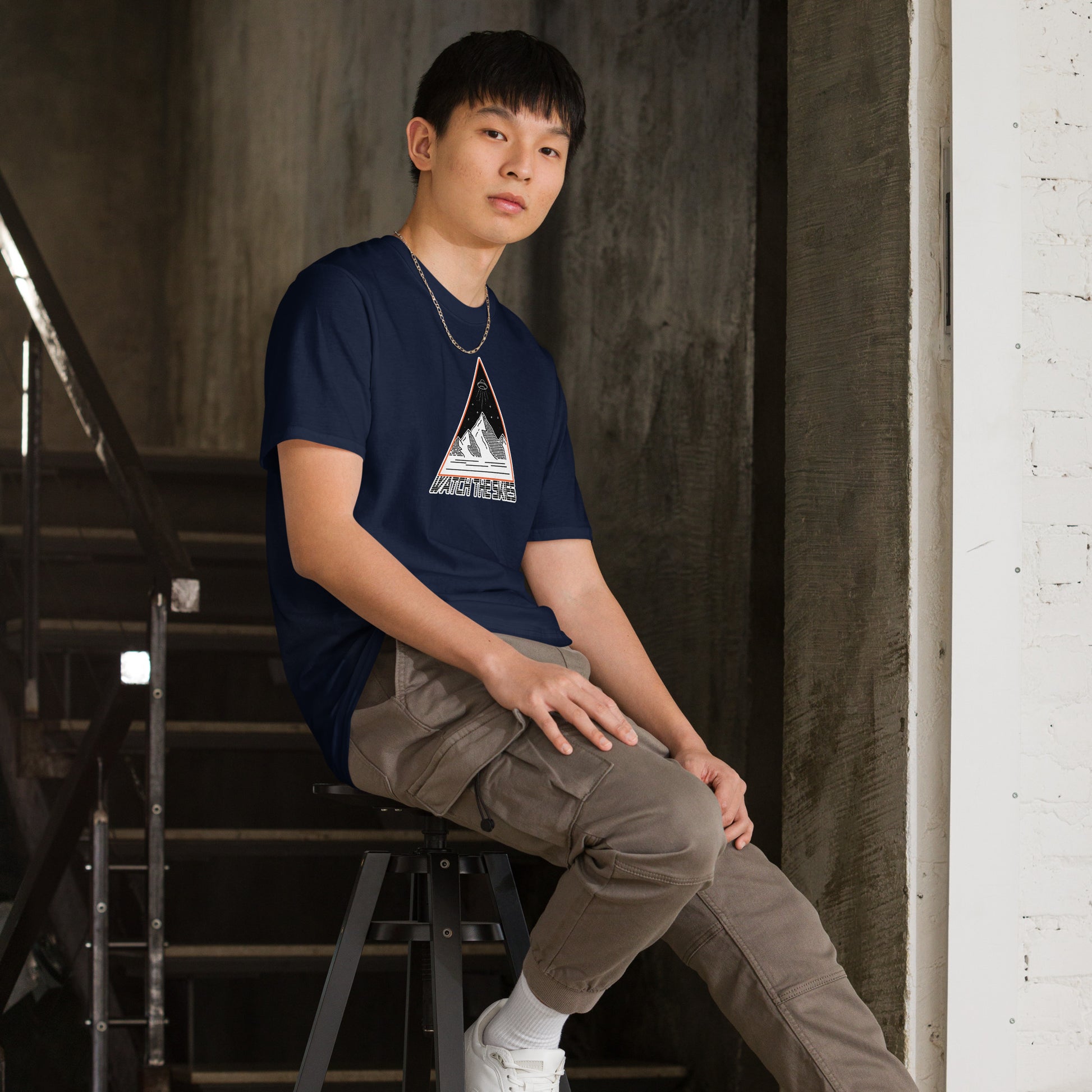 Watch The Skies Short-sleeve Unisex T-shirt Navy Mockup