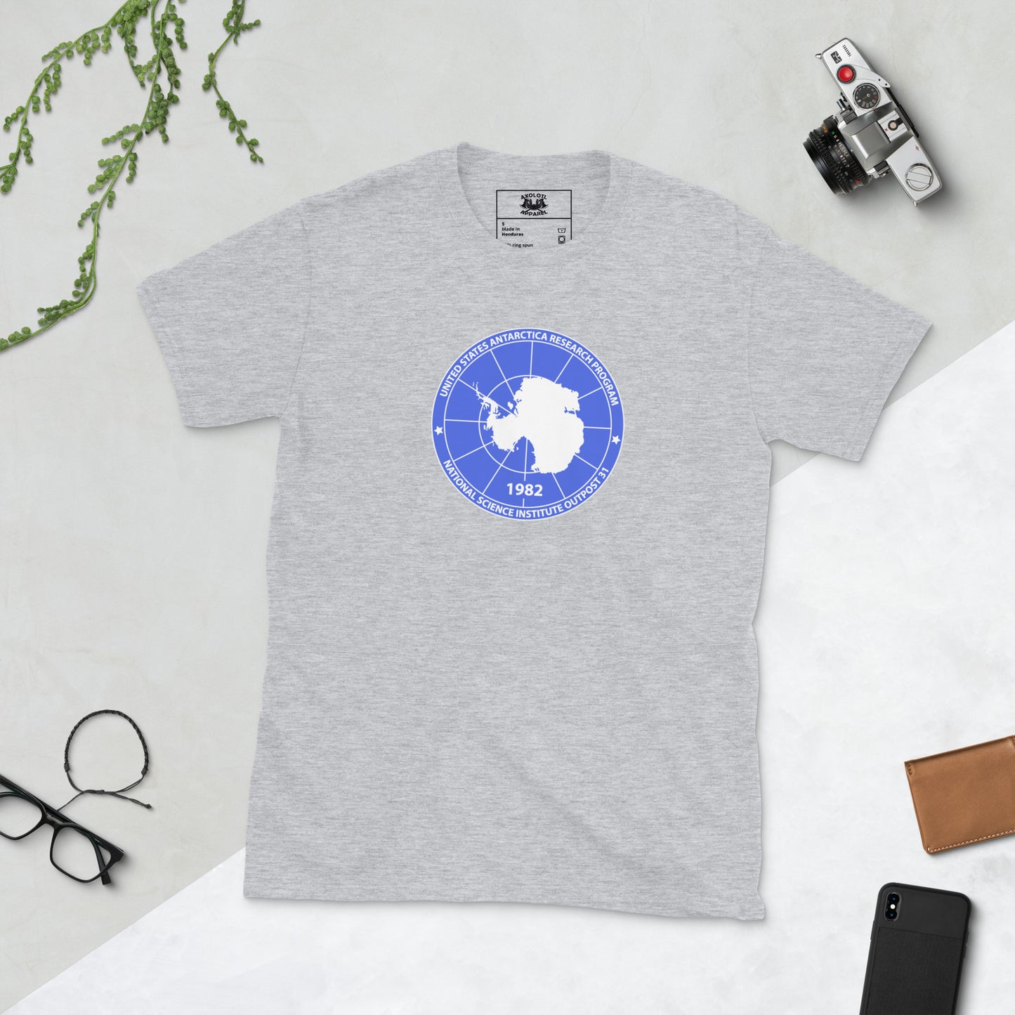 outpost 31 short sleeve unisex t-shirt heather grey flat