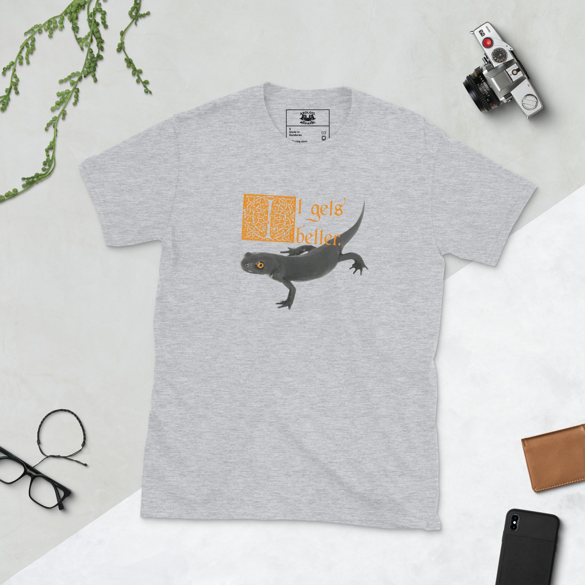 it gets better short sleeve unisex t-shirt heather grey flat