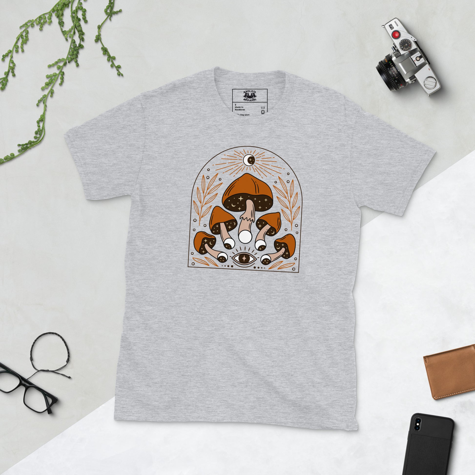 moonshrooms short sleeve unisex t-shirt light grey flat