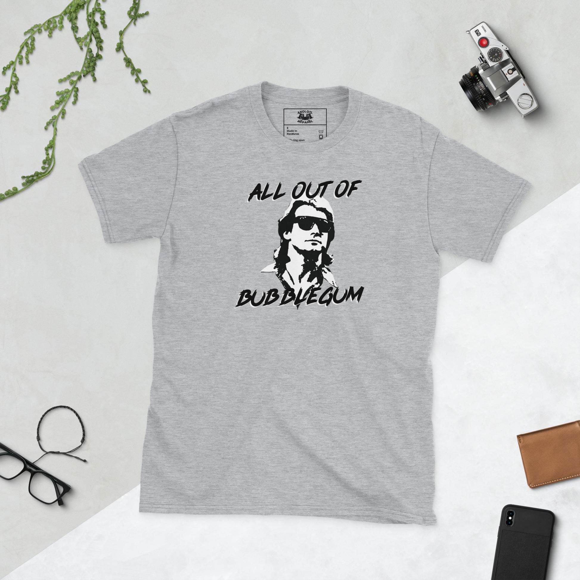 All Out Of Bubblegum Short-sleeve Unisex T-shirt Grey Flat