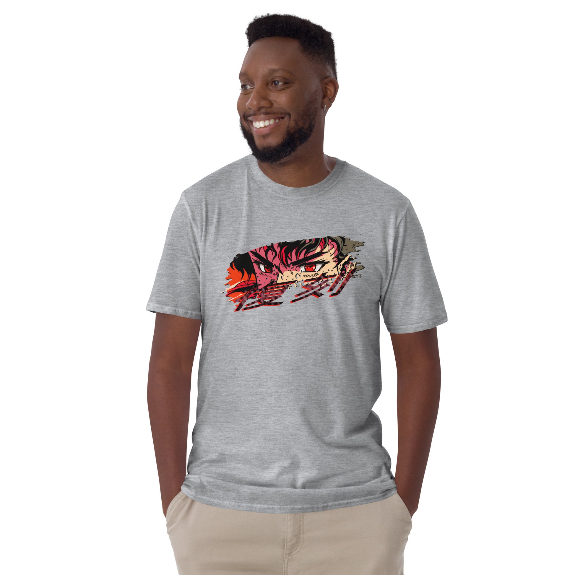 Retro Anime Short-Sleeve Unisex T-shirt Heather Grey Mockup