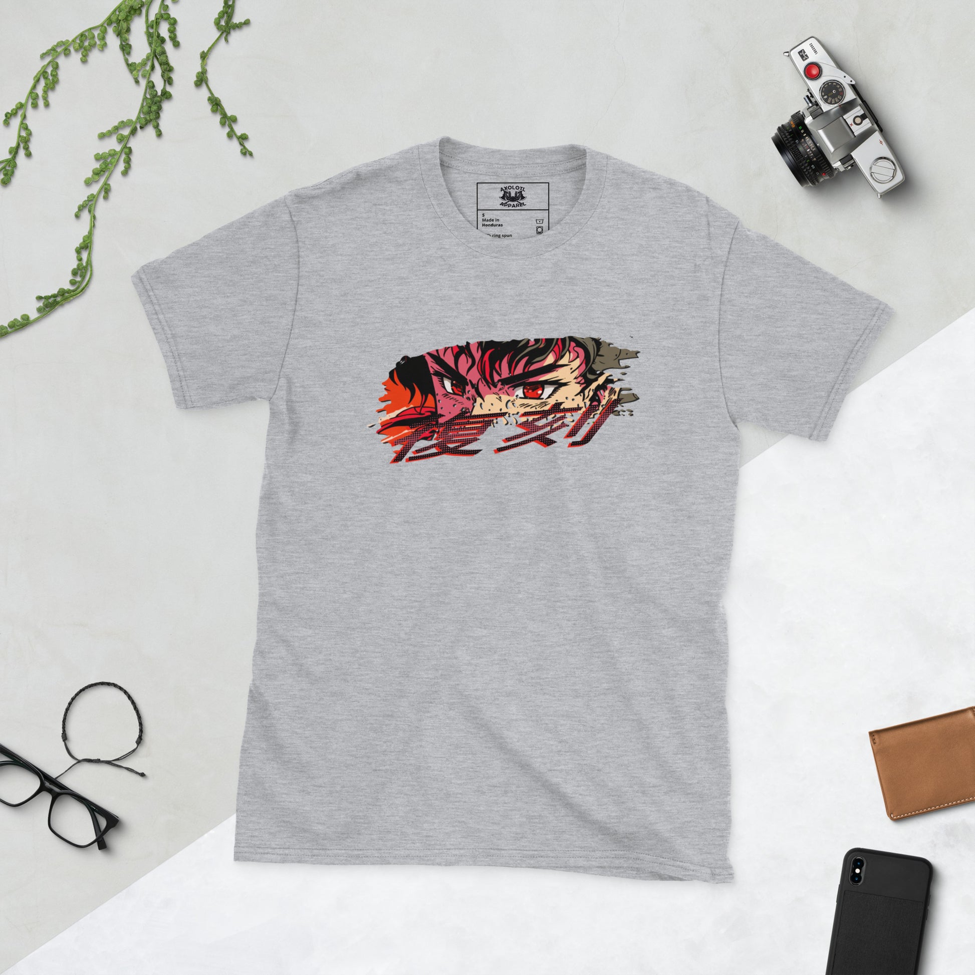 Retro Anime Short-Sleeve Unisex T-shirt Heather Grey Flat