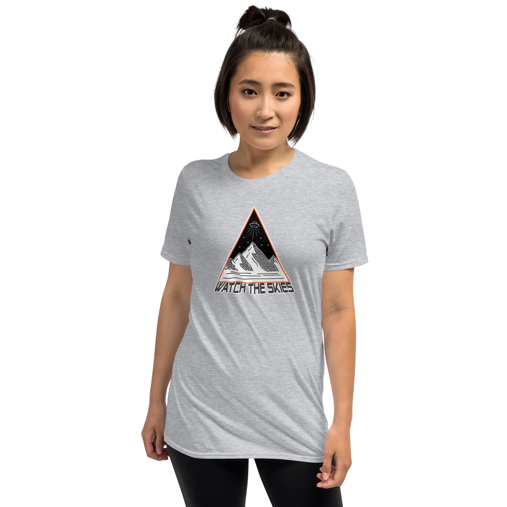Watch The Skies Short-sleeve Unisex T-shirt Heather Grey Mockup