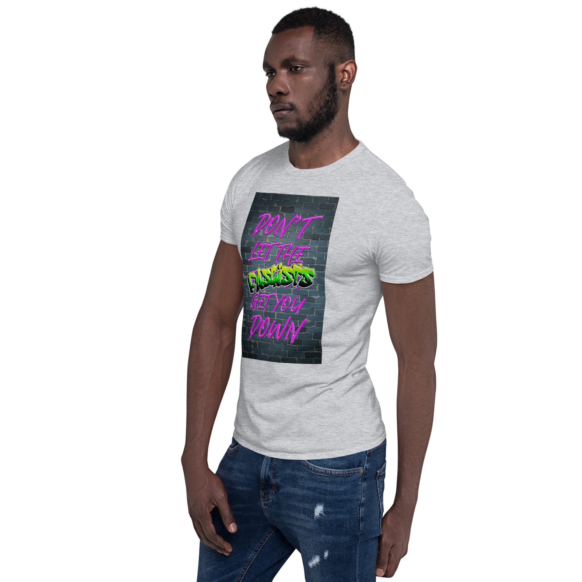 Don't Let The Fascists Get You Down short sleeve unisex t-shirt light grey mockup