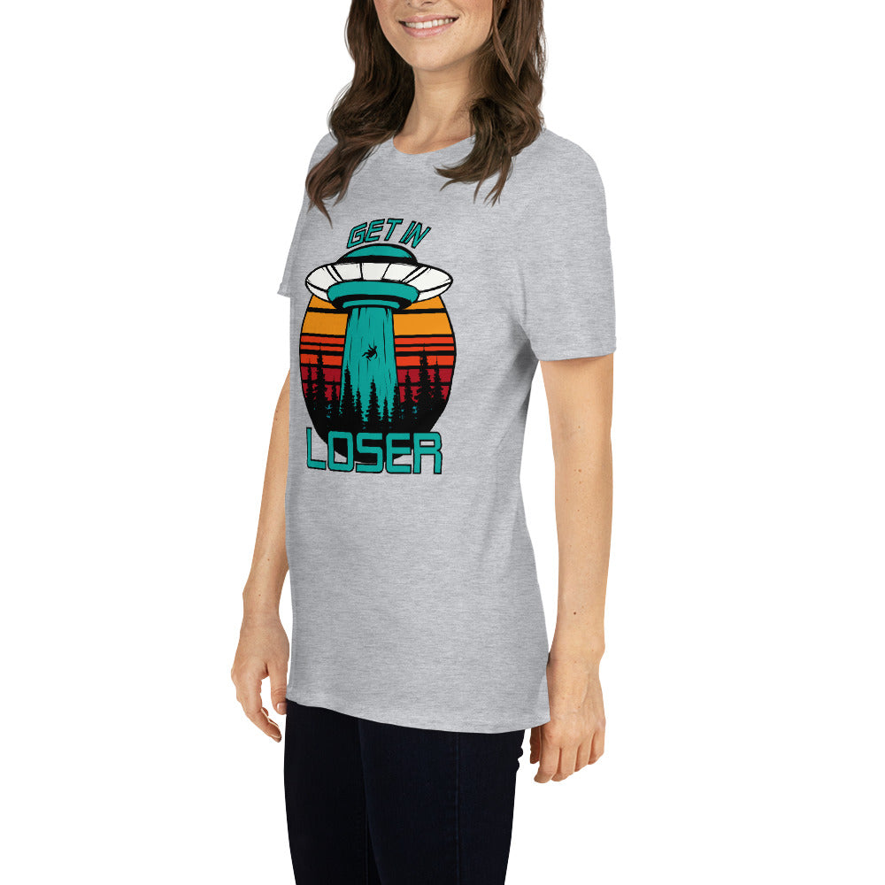 Get in Loser short sleeve unisex t-shirt light grey mockup