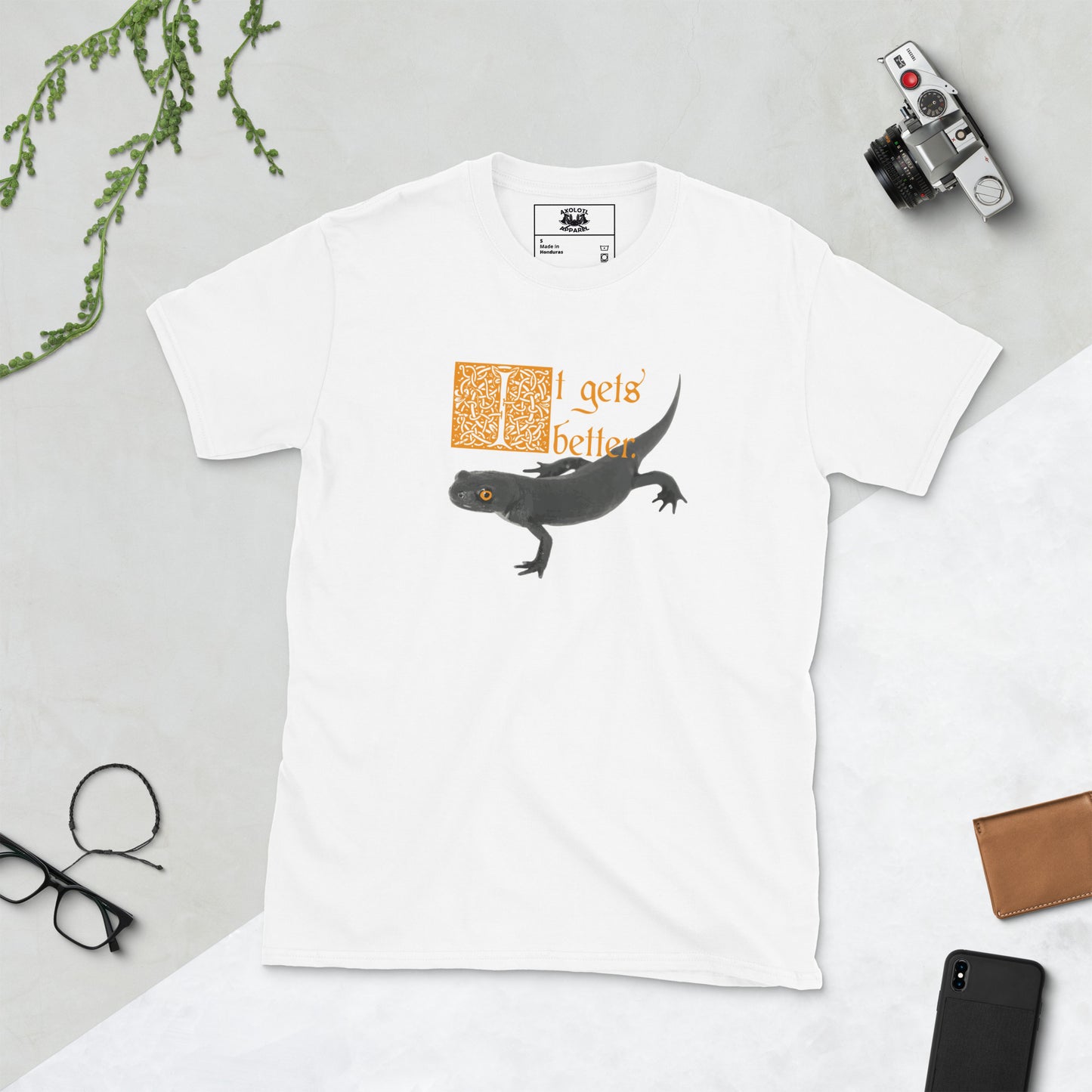 it gets better short sleeve unisex t-shirt white flat