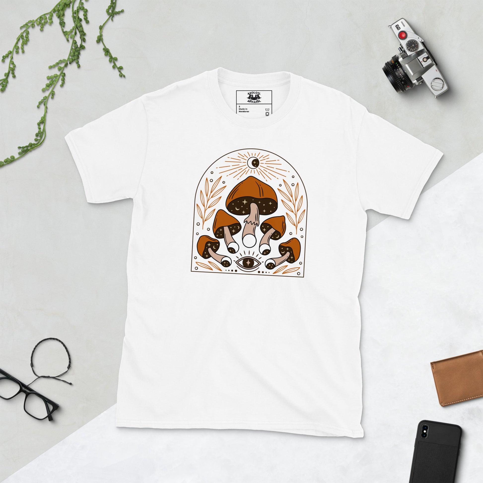 moonshrooms short sleeve unisex t-shirt white flat