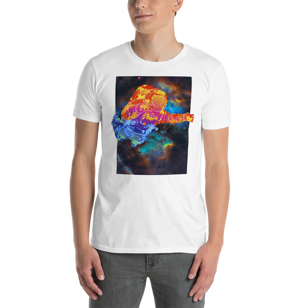 Rainbownaut Astronaut in Space Short-sleeve Unisex T-shirt White Mockup