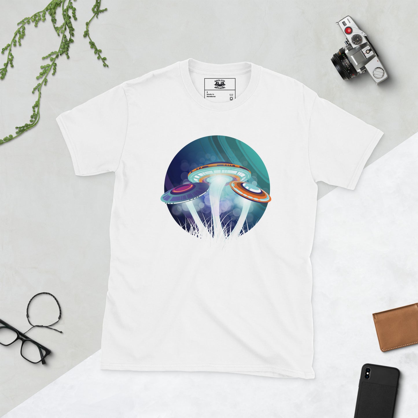 shroomfos short sleeve unisex t-shirt white flat